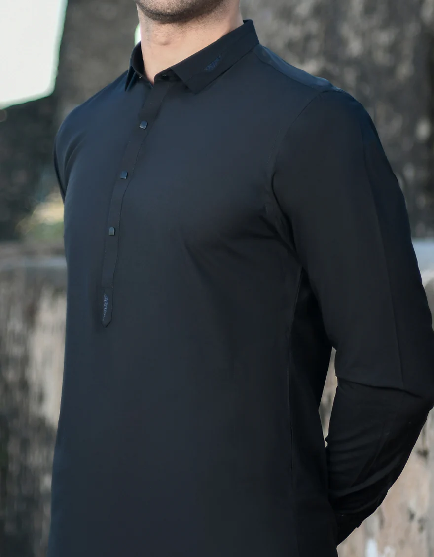 BLACK BLENDED KAMEEZ SHALWAR | JJKS-US-44147/A23/JJ8189-CL - Image 2