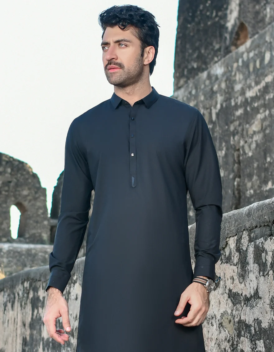 BLACK BLENDED KAMEEZ SHALWAR | JJKS-US-44147/A23/JJ8189-CL - Image 3