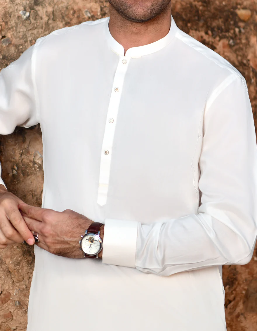 OFF WHITE BLENDED KAMEEZ SHALWAR | JJKS-US-44159/A23/JJ8492-CL - Image 2
