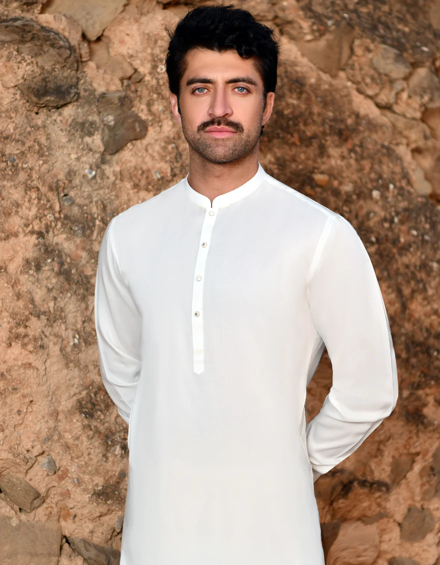 OFF WHITE BLENDED KAMEEZ SHALWAR | JJKS-US-44159/A23/JJ8492-CL - Image 3