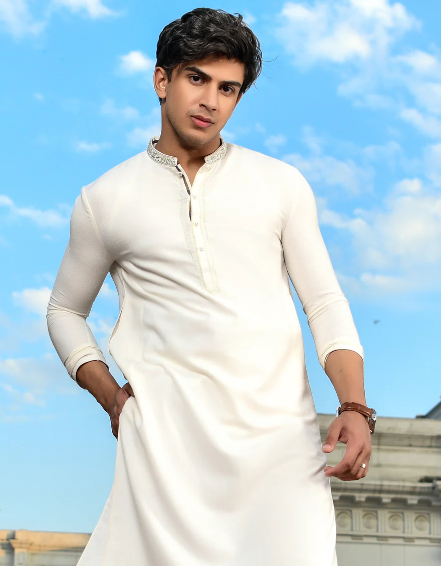 OFF WHITE COTTON KAMEEZ SHALWAR | JJKS-US-44168/A23/JJ8460-SF - Image 3