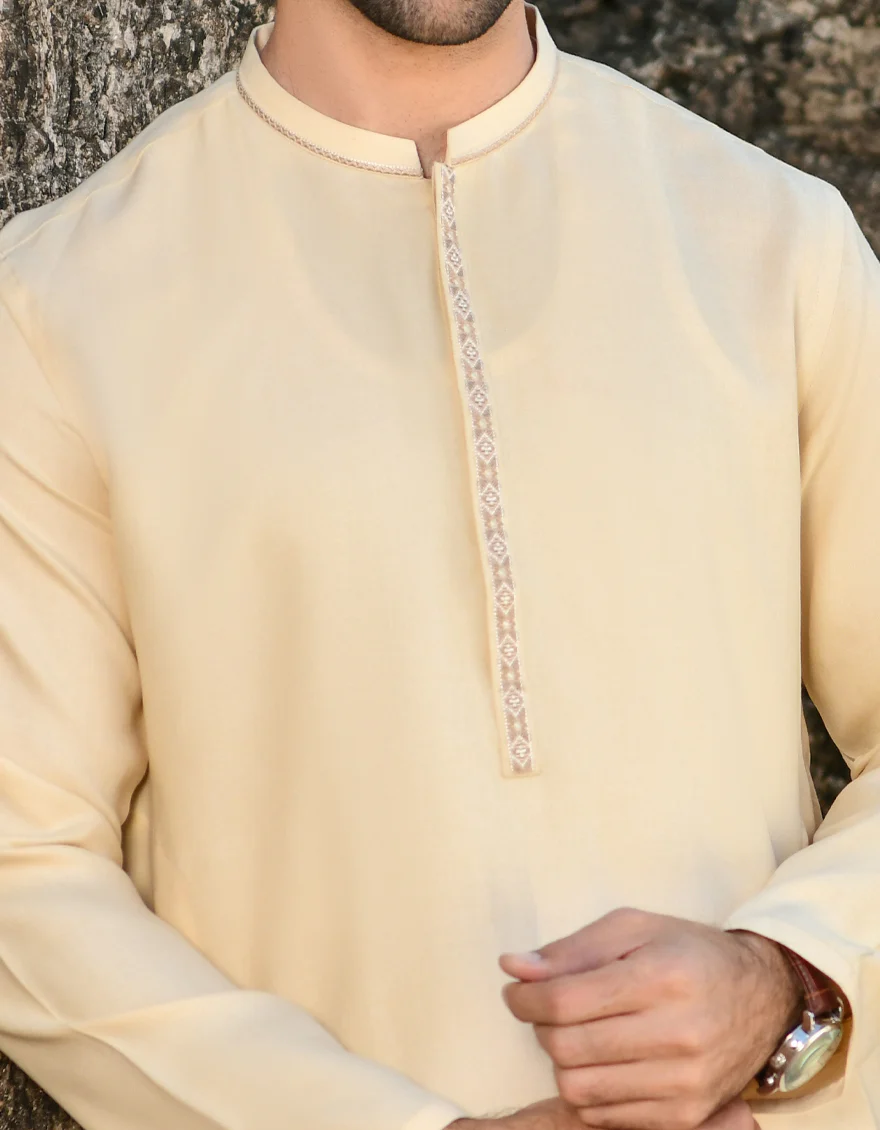 BEIGE BLENDED KAMEEZ SHALWAR | JJKS-US-44180/A23/JJ8788-SF - Image 2
