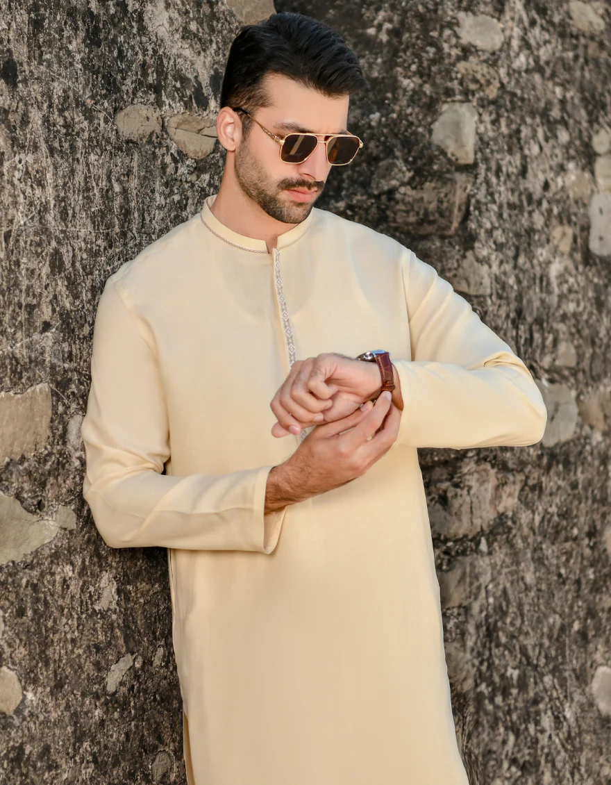 BEIGE BLENDED KAMEEZ SHALWAR | JJKS-US-44180/A23/JJ8788-SF - Image 4