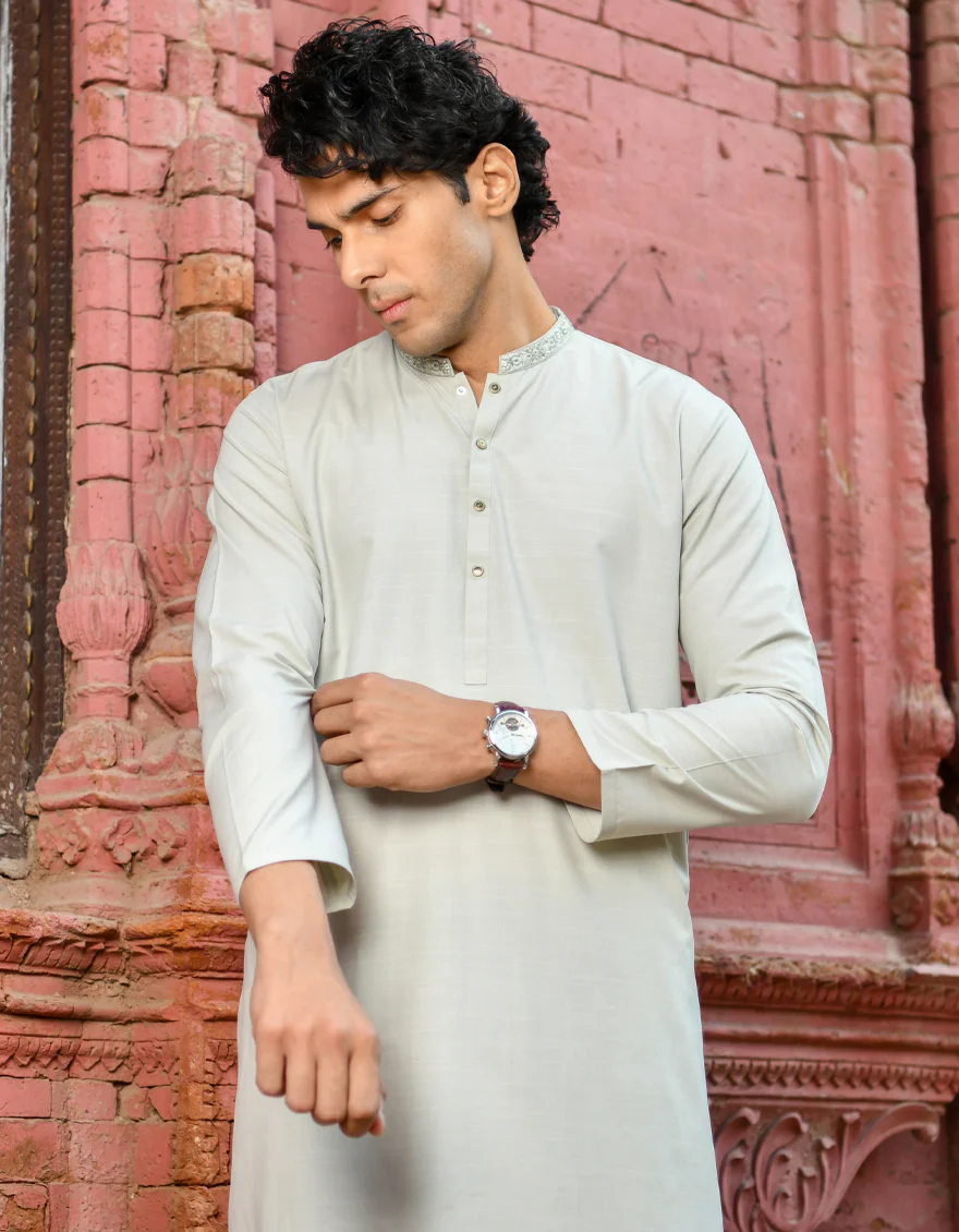 PISTA GREEN BLENDED KAMEEZ SHALWAR | JJKS-US-44230/A23/JJ8820-SF - Image 3