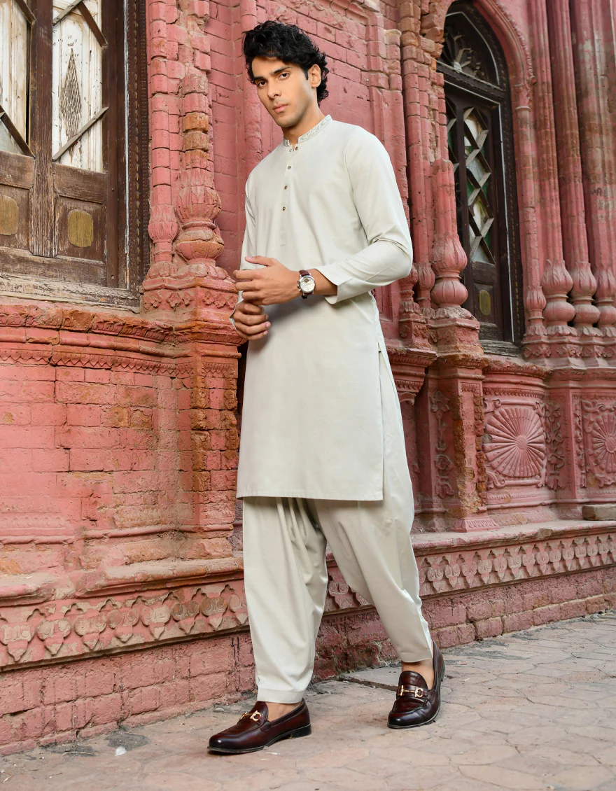 PISTA GREEN BLENDED KAMEEZ SHALWAR | JJKS-US-44230/A23/JJ8820-SF - Image 4