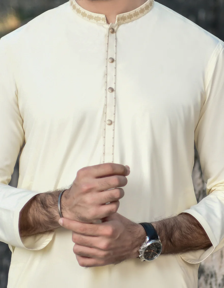 CREAM BLENDED KAMEEZ SHALWAR | JJKS-US-44247/A23/JJ8611-SF - Image 2