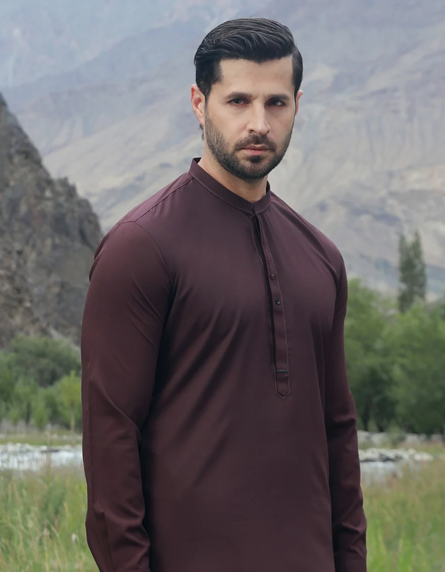 BROWN BLENDED KAMEEZ SHALWAR | JJKS-US-44248/A23/JJ8273-SF - Image 2