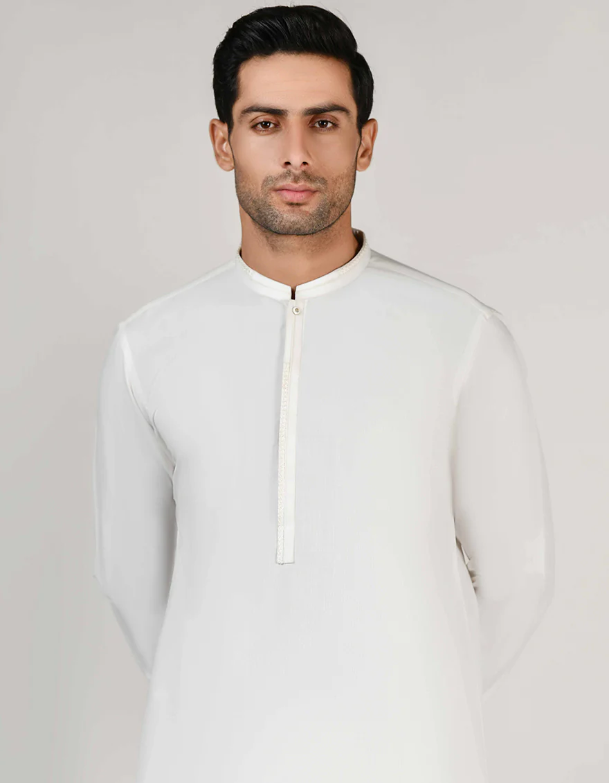 OFF WHITE BLENDED KAMEEZ SHALWAR | JJKS-US-44301/A23/JJ8799-CL - Image 2