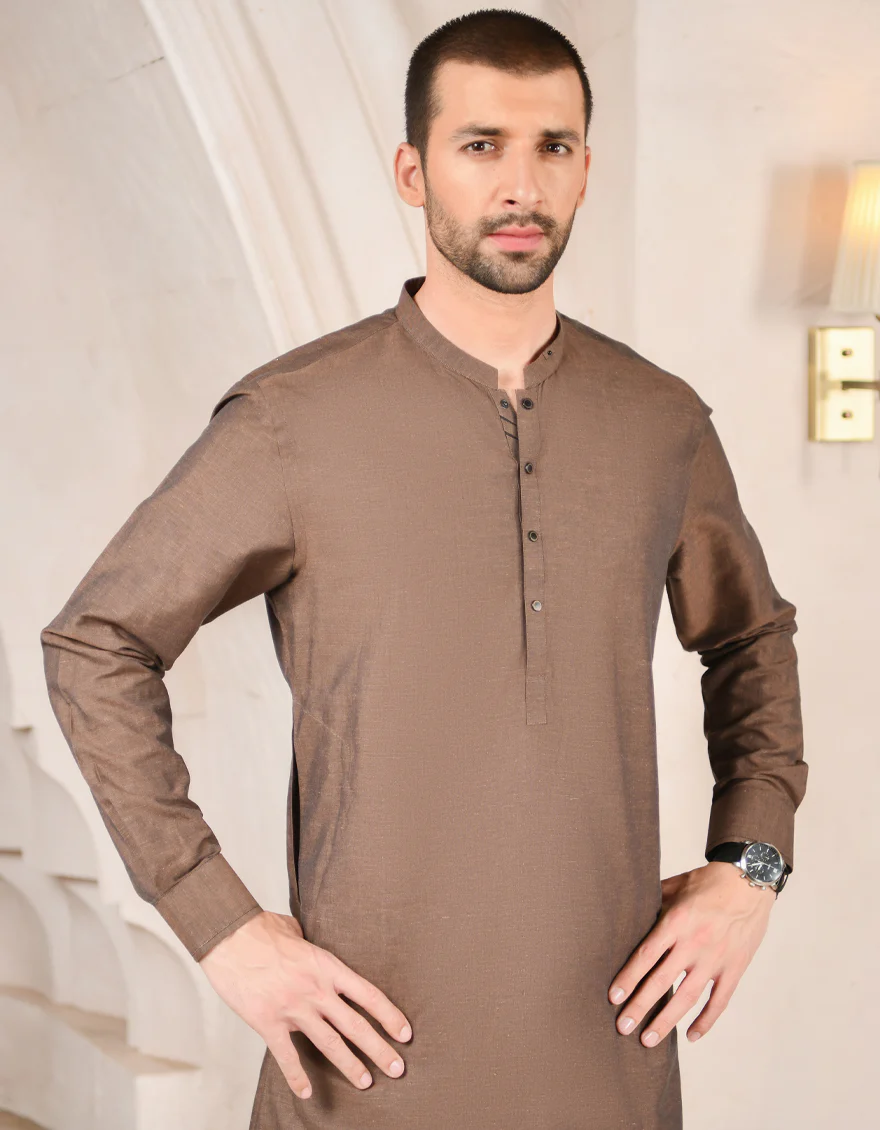 BROWN BLENDED KAMEEZ SHALWAR | JJKS-US-45005/A22/JJ8185-CL - Image 4