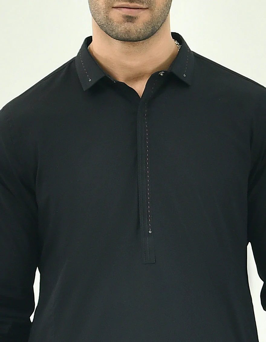 BLACK COTTON KAMEEZ SHALWAR | JJKS-US-45011/A22/JJ8207-CL - Image 2