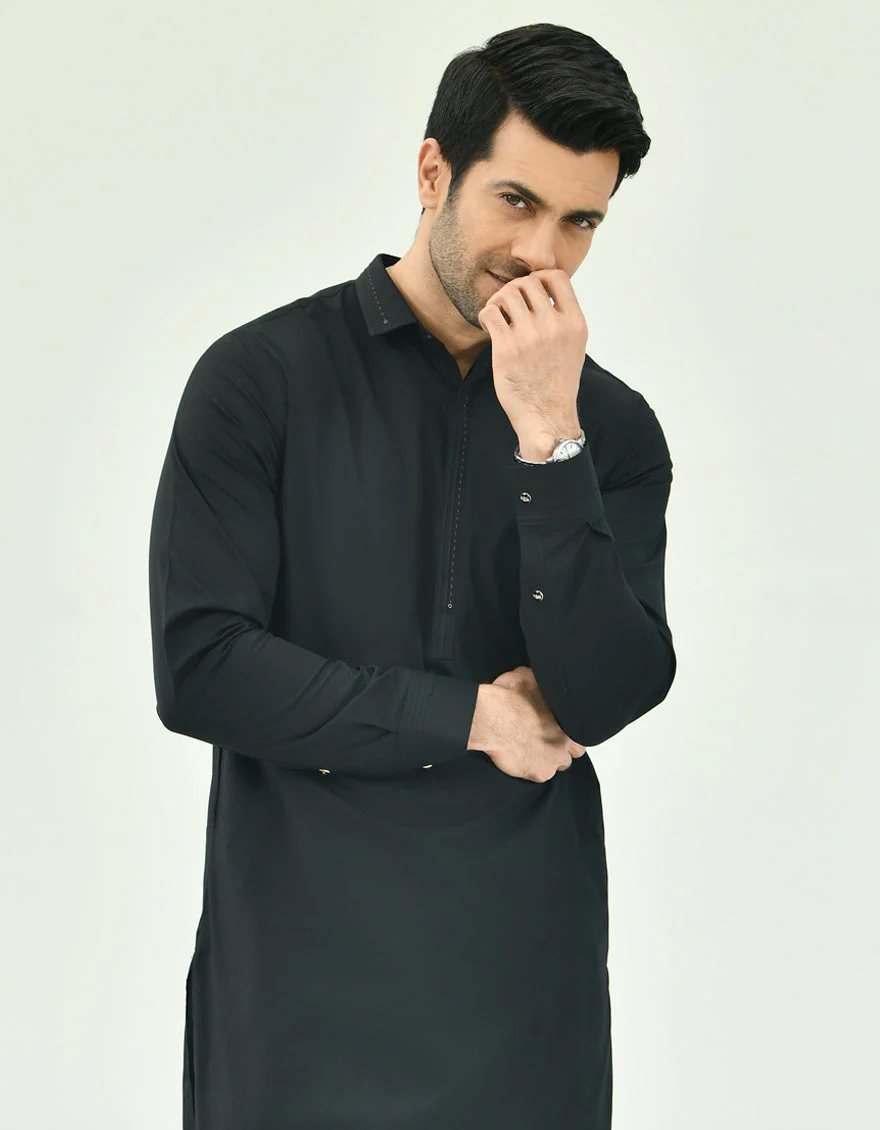 BLACK COTTON KAMEEZ SHALWAR | JJKS-US-45011/A22/JJ8207-CL - Image 3