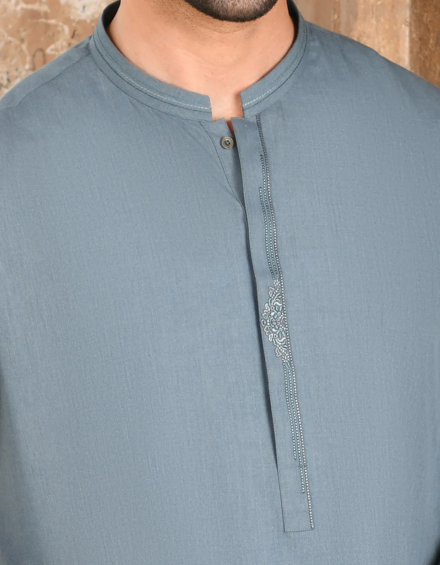 STEEL BLUE VISCOSE KAMEEZ SHALWAR | JJKS-US-45014/A22/JJ8259-SF - Image 2