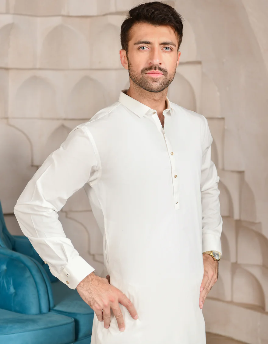 OFF WHITE COTTON KAMEEZ SHALWAR | JJKS-US-45017/A22/JJ8207-CL - Image 3