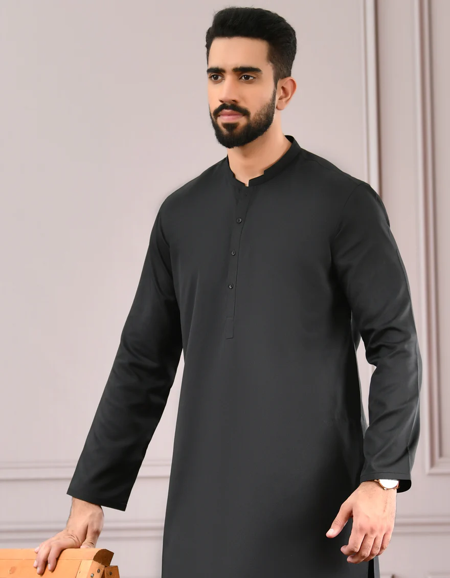 BLACK BLENDED KAMEEZ SHALWAR | JJKS-US-45019/A22/JJ8346-CL - Image 3