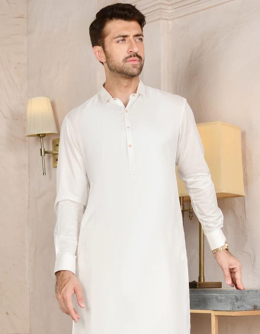 OFF WHITE BLENDED KAMEEZ SHALWAR | JJKS-US-45027/A22/JJ7544-CL - Image 3