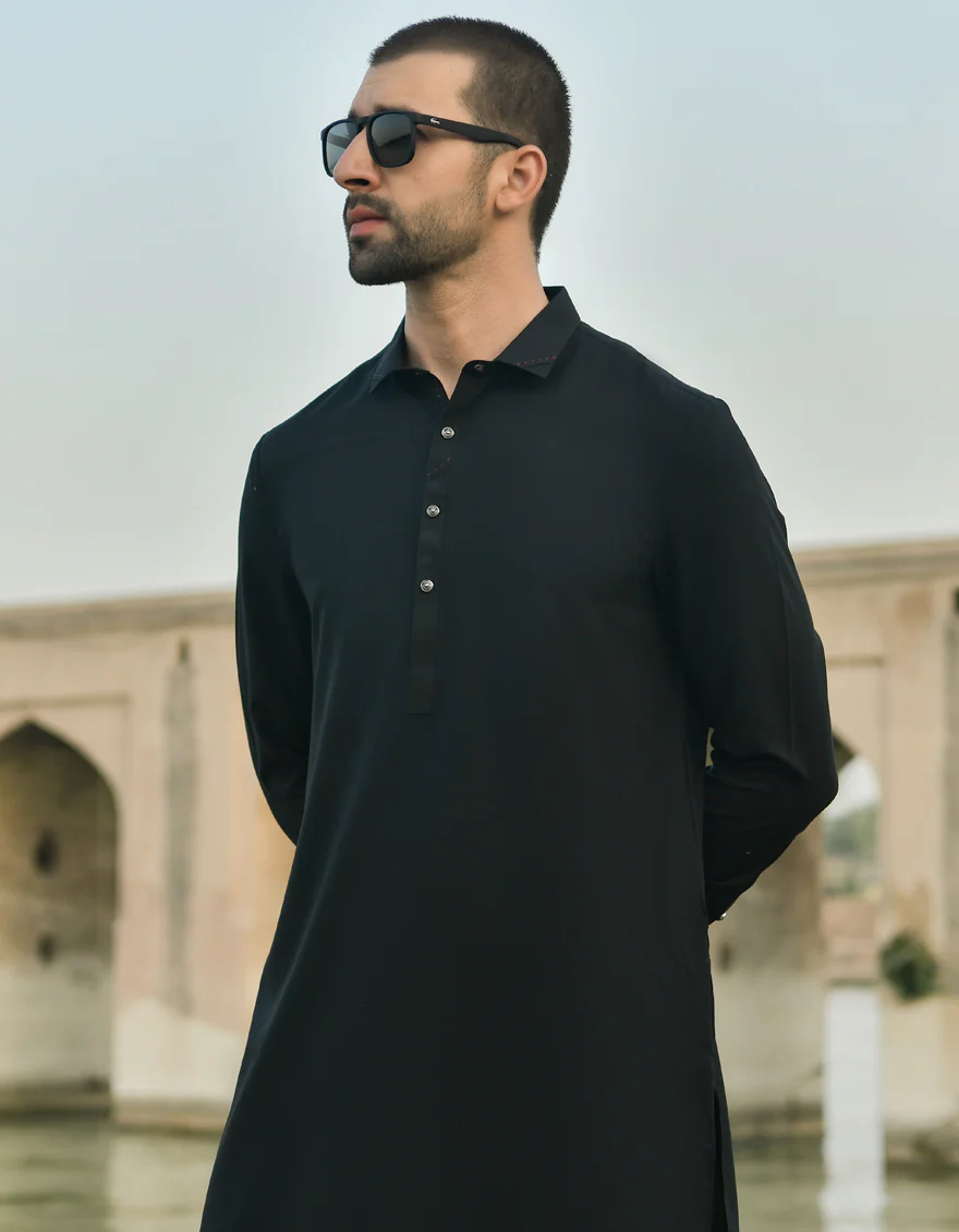 BLACK BLENDED KAMEEZ SHALWAR | JJKS-US-45044/A22/JJ8273-CL - Image 3