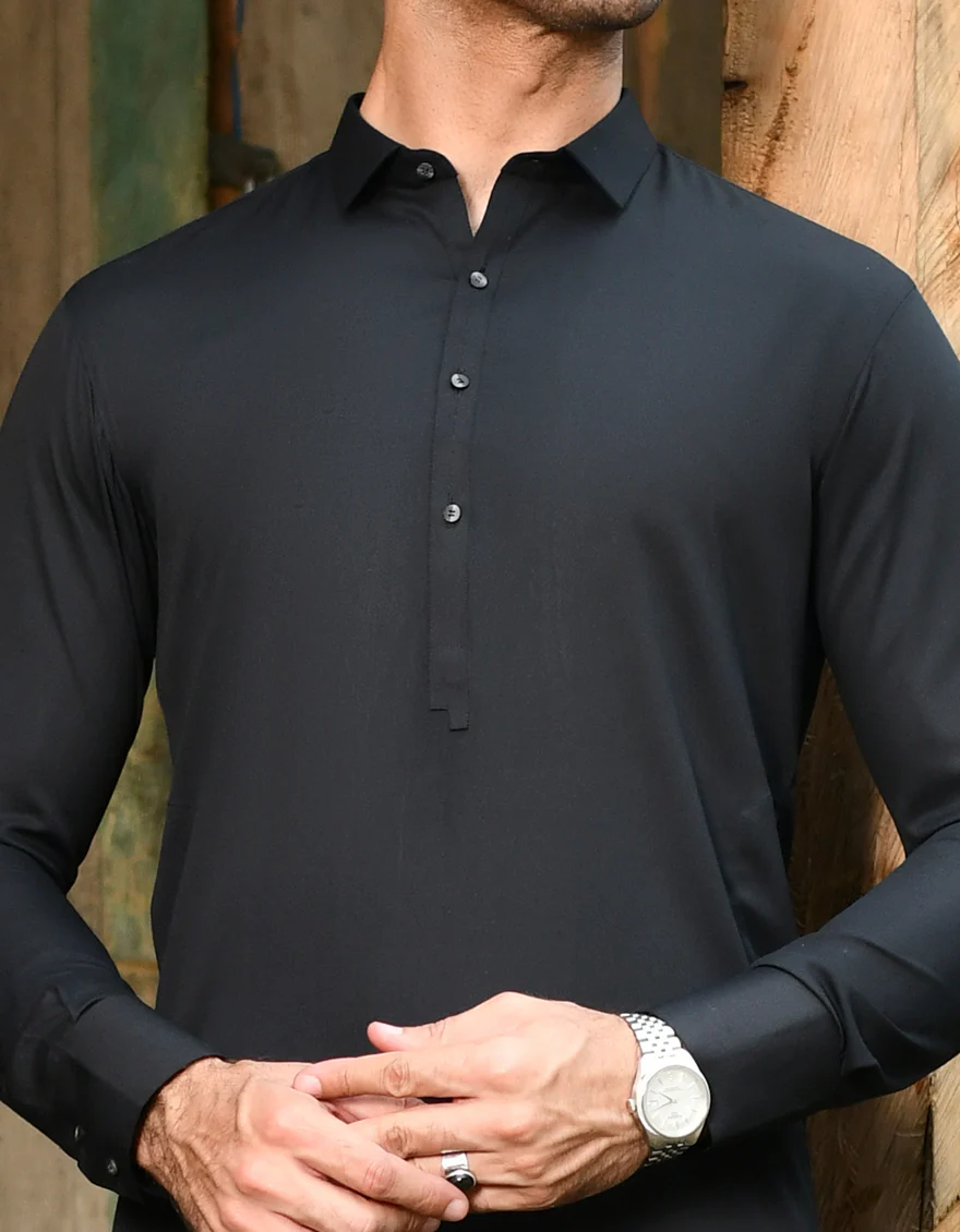 BLACK VISCOSE KAMEEZ SHALWAR | JJKS-US-45056/A22/JJ8346-CL - Image 2