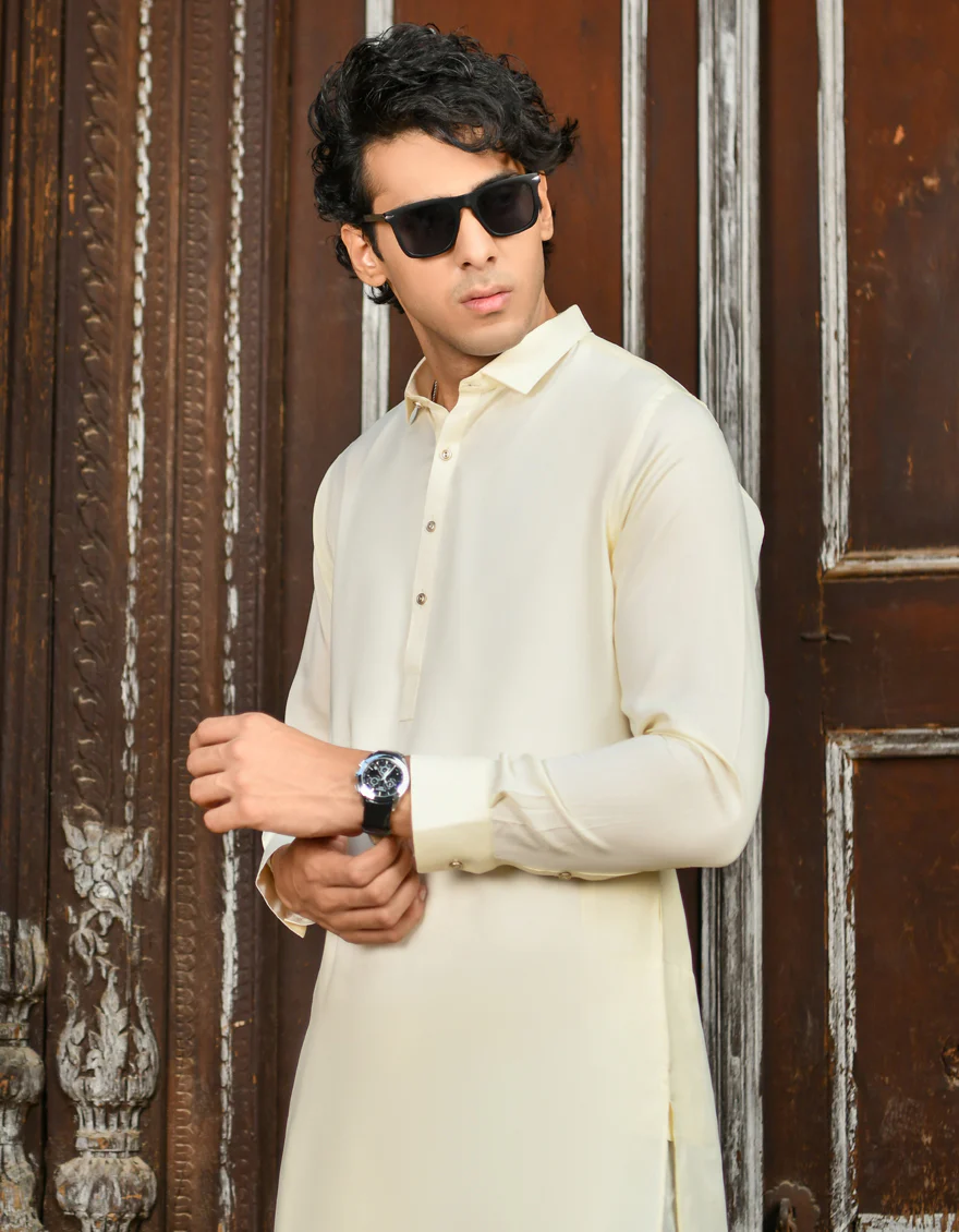 CREAM BLENDED KAMEEZ SHALWAR | JJKS-US-45062/A23/JJ8493-PN - Image 2