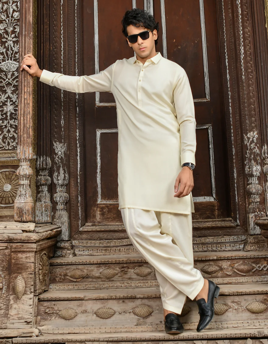 CREAM BLENDED KAMEEZ SHALWAR | JJKS-US-45062/A23/JJ8493-PN - Image 3