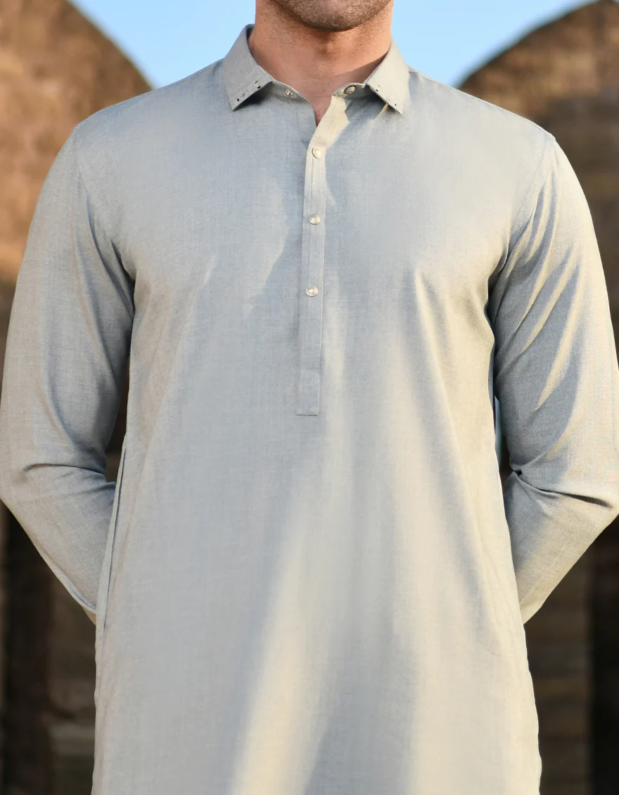 DULL BLUE BLENDED KAMEEZ SHALWAR | JJKS-US-45147/A23/JJ8796-CL - Image 2