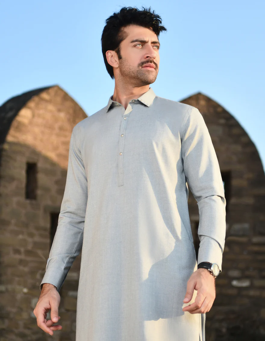DULL BLUE BLENDED KAMEEZ SHALWAR | JJKS-US-45147/A23/JJ8796-CL - Image 3