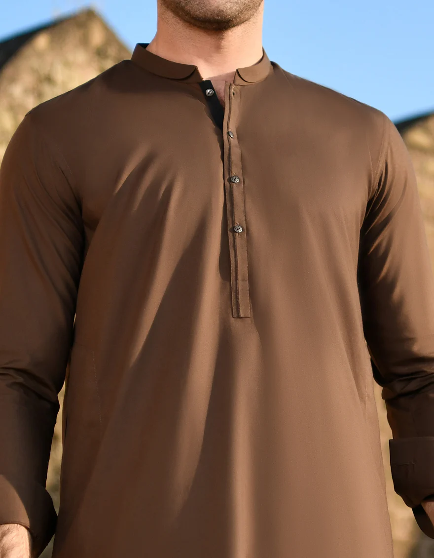 BROWN BLENDED KAMEEZ SHALWAR | JJKS-US-45158/A23/JJ8868-CL - Image 2