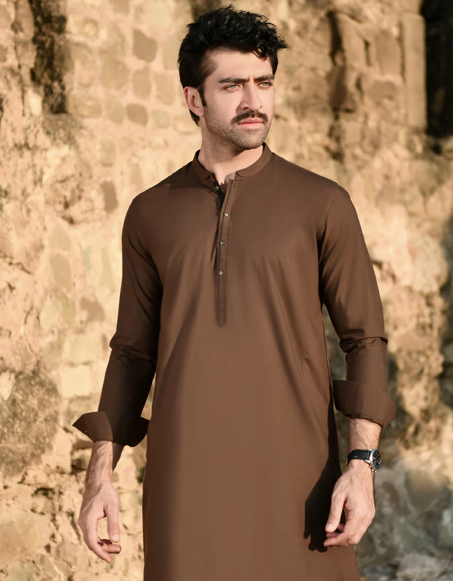 BROWN BLENDED KAMEEZ SHALWAR | JJKS-US-45158/A23/JJ8868-CL - Image 3