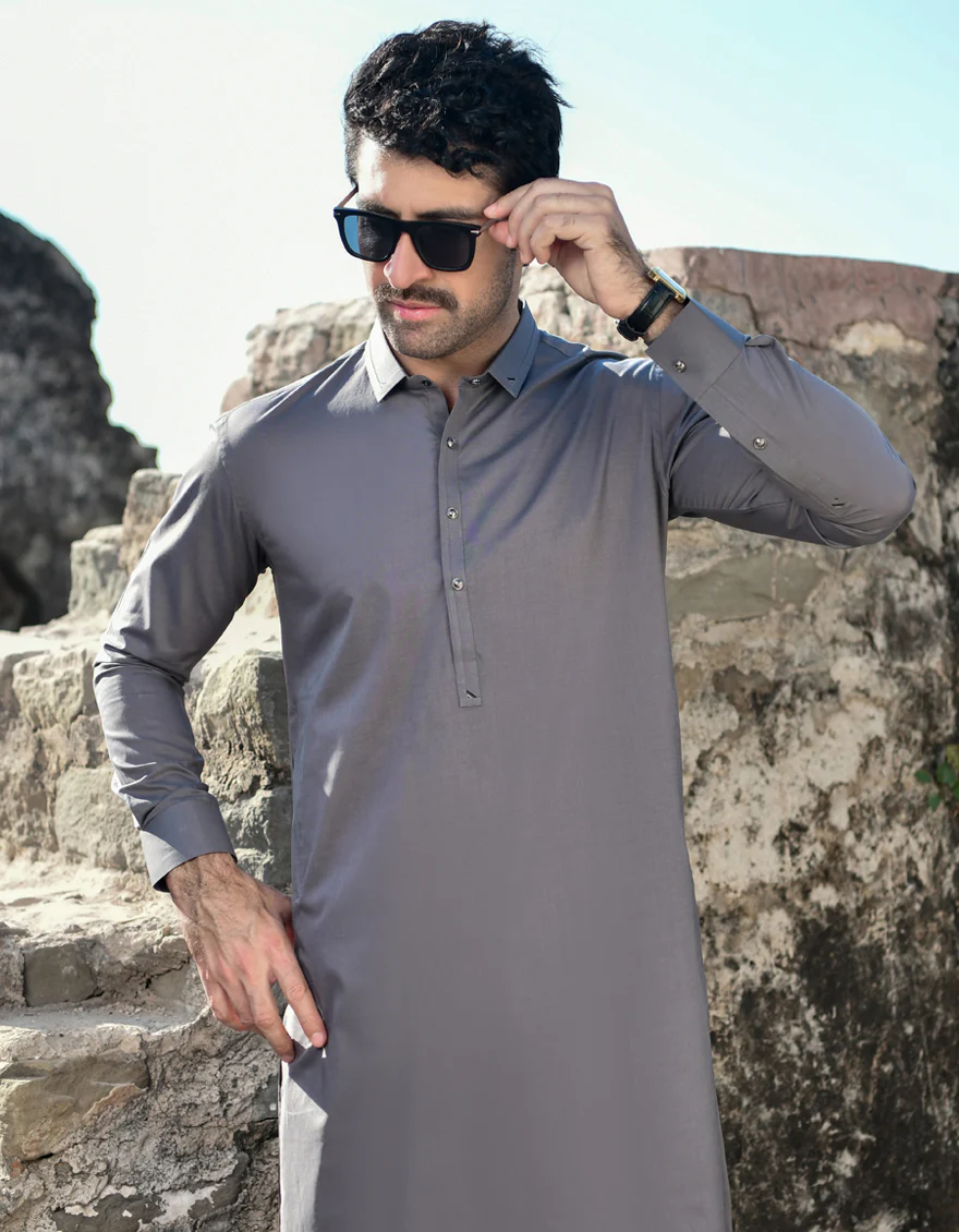 GREY COTTON KAMEEZ SHALWAR | JJKS-US-45163/A23/JJ8795-CL - Image 2