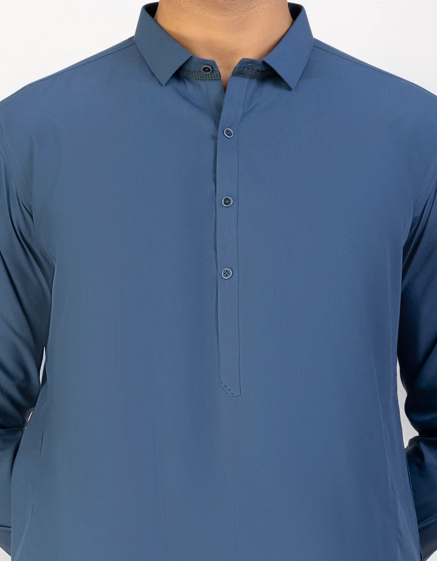 BLUE BLENDED KAMEEZ SHALWAR | JJKS-US-45195/A23/JJ8833-CL - Image 2