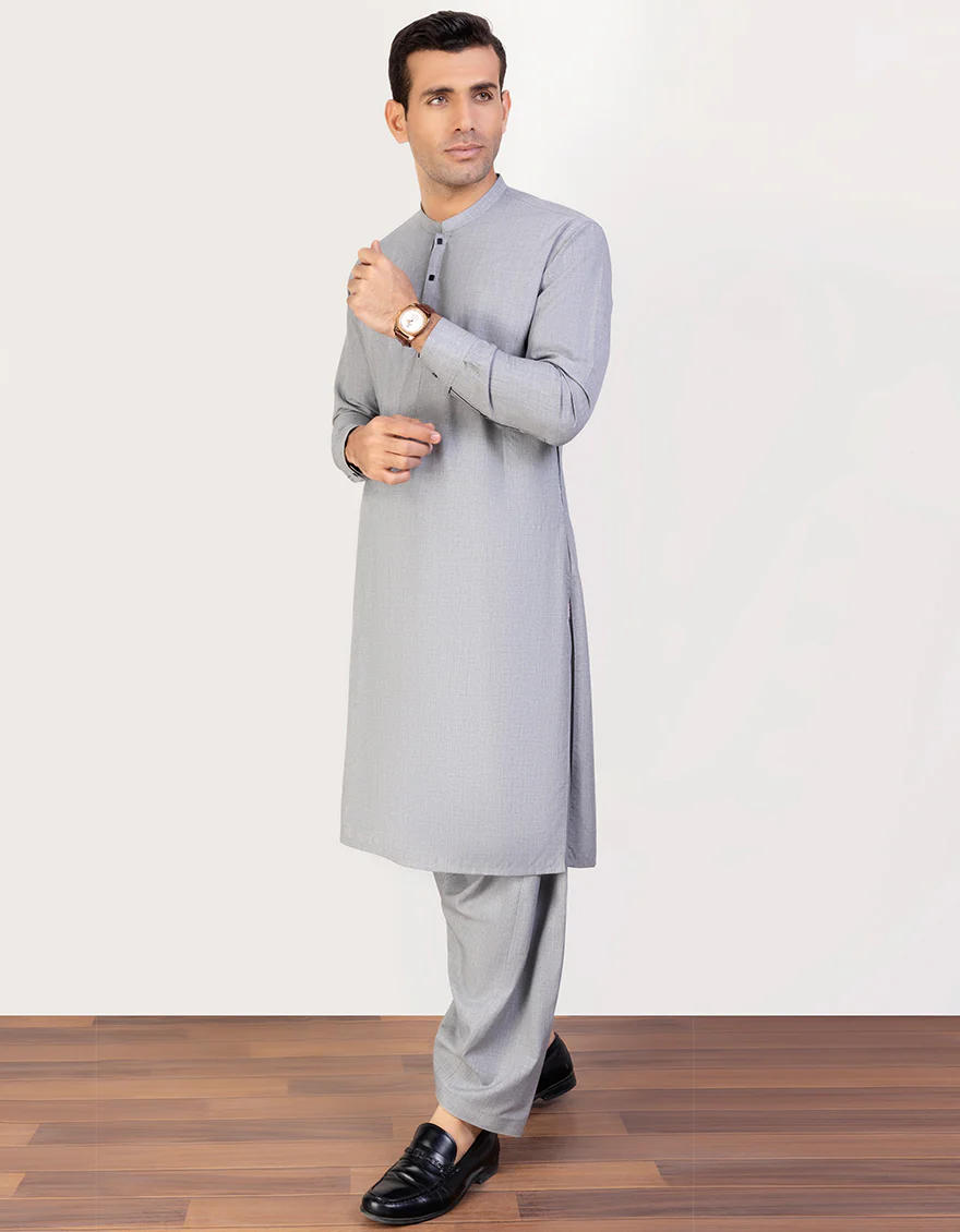 LIGHT GREY BLENDED KAMEEZ SHALWAR | JJKS-US-45236/A23/JJ8869-CL