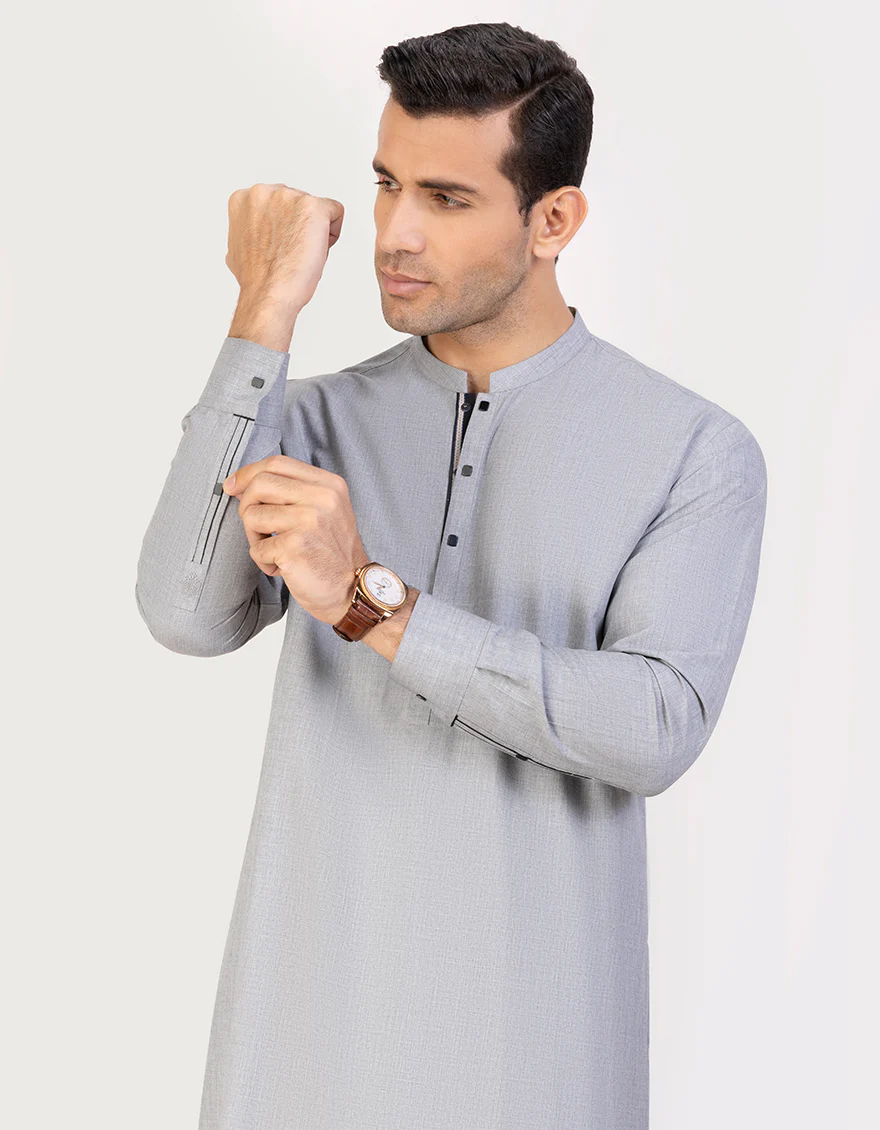 LIGHT GREY BLENDED KAMEEZ SHALWAR | JJKS-US-45236/A23/JJ8869-CL - Image 3
