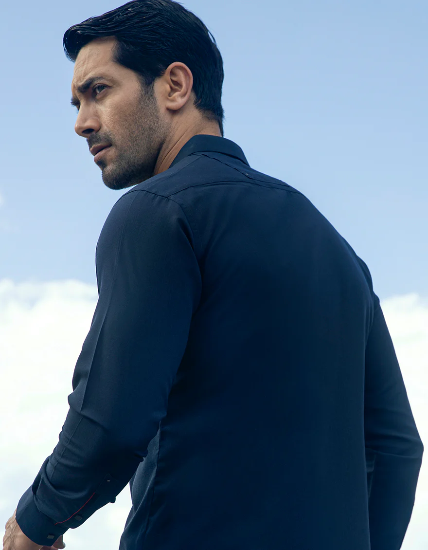 NAVY BLUE BLENDED KAMEEZ SHALWAR | JJKS-US-45245/A23/JJ8799-CL - Image 3