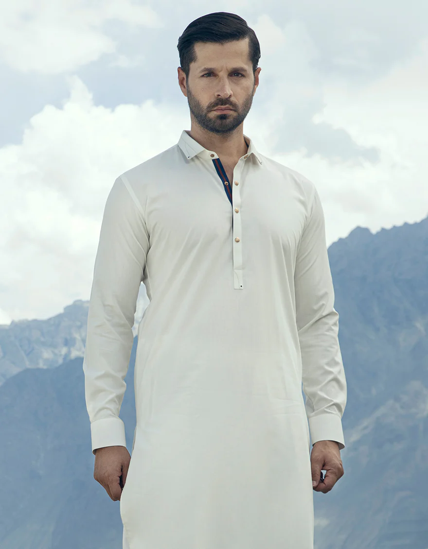 WHITE BLENDED KAMEEZ SHALWAR | JJKS-US-45252/S23/JJ8836-SF - Image 2