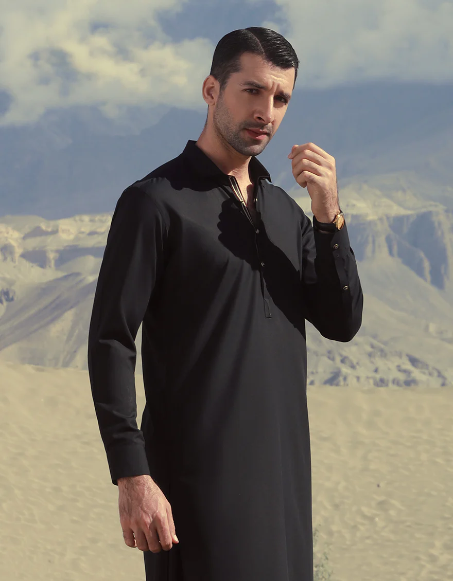 BLACK BLENDED KAMEEZ SHALWAR | JJKS-US-45253/A23/JJ8836-CL - Image 2