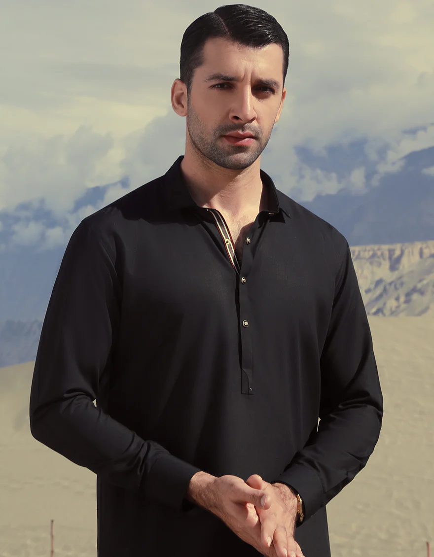 BLACK BLENDED KAMEEZ SHALWAR | JJKS-US-45253/A23/JJ8836-CL - Image 3