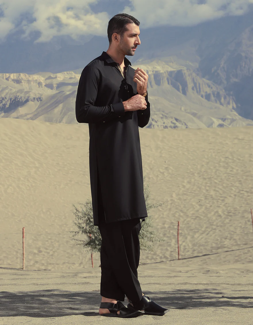 BLACK BLENDED KAMEEZ SHALWAR | JJKS-US-45253/A23/JJ8836-CL - Image 4