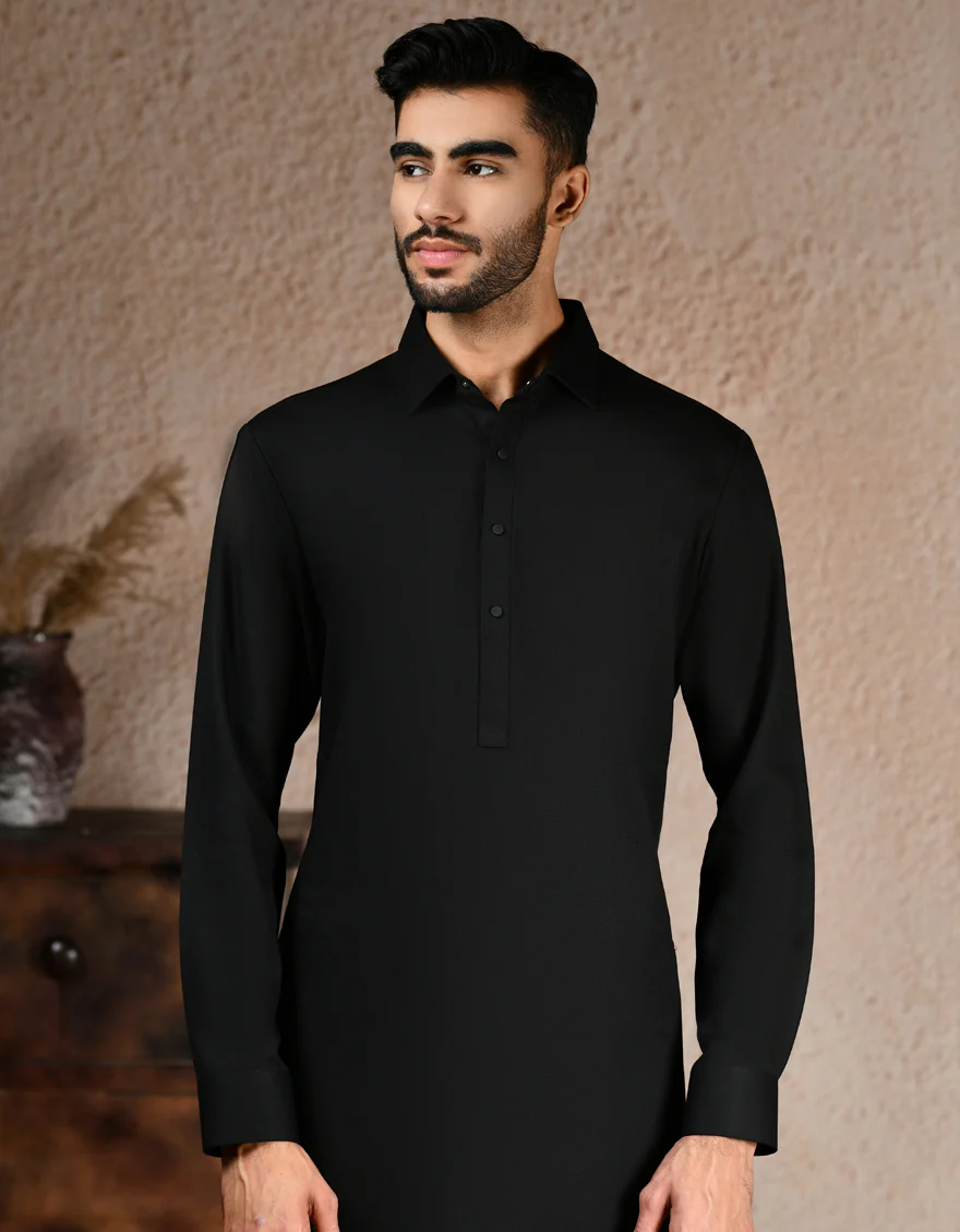 BLACK BLENDED KAMEEZ SHALWAR | JJKS-W-33331/S24/JJ9 - Image 2