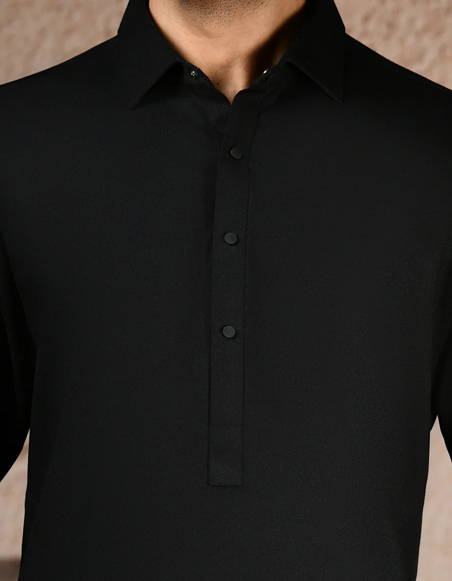 BLACK BLENDED KAMEEZ SHALWAR | JJKS-W-33331/S24/JJ9 - Image 3