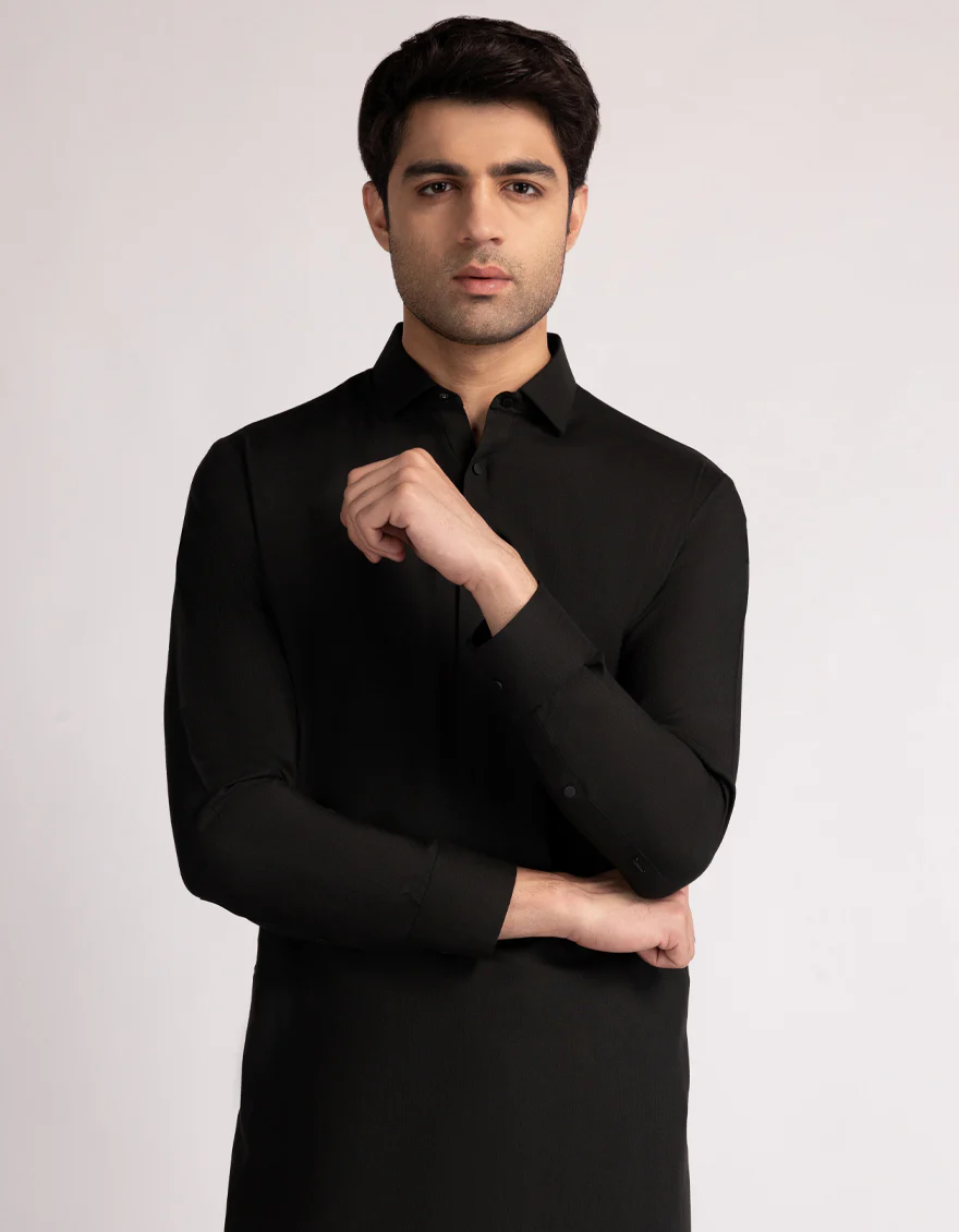 BLACK BLENDED KAMEEZ SHALWAR | JJKS-W-33626/S25/JJ10424-CL - Image 2