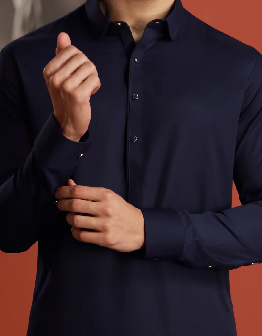 BLUE BLENDED KAMEEZ SHALWAR | JJKS-W-34843/S24/JJ9579-PN - Image 2