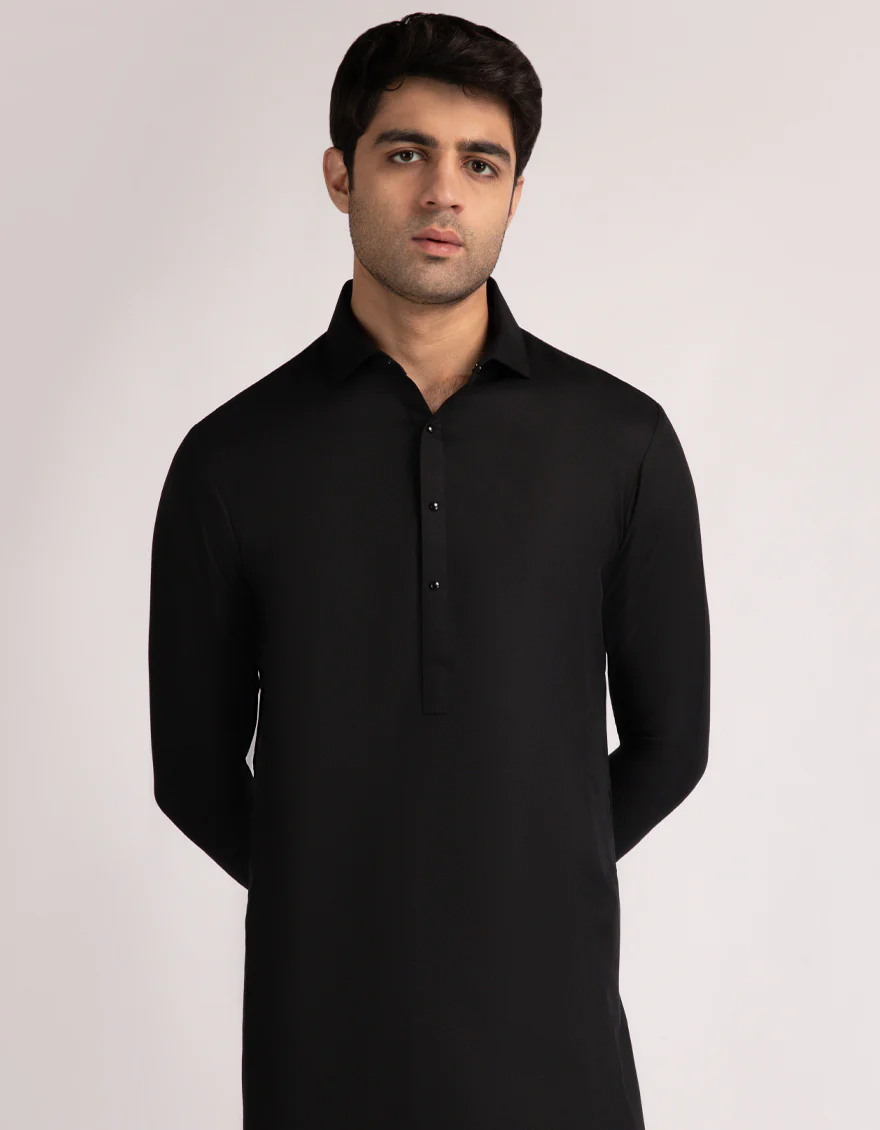 BLACK BLENDED KAMEEZ SHALWAR | JJKS-W-47552/S25/JJ10344-PN - Image 2