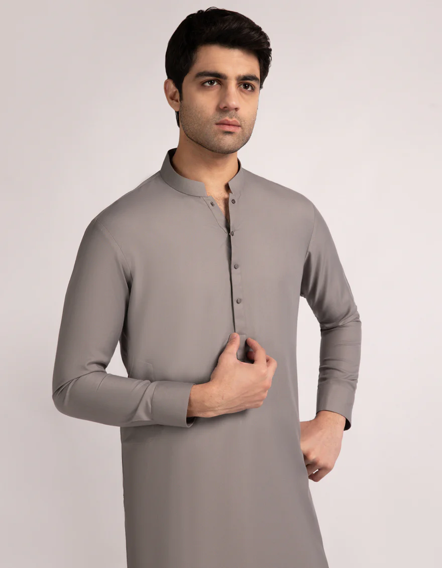 STEEL GREY BLENDED KAMEEZ SHALWAR | JJKS-W-47556/S25/JJ10337-PN - Image 2