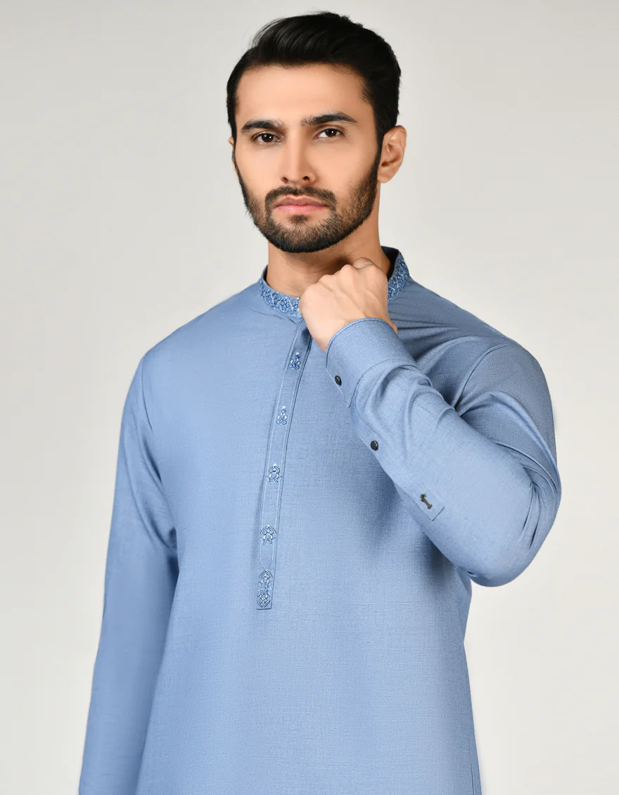 BLUE BLENDED KAMEEZ SHALWAR | JJKS-W-US-32850/S23/JJ9197-SF - Image 2