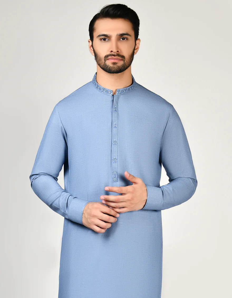 BLUE BLENDED KAMEEZ SHALWAR | JJKS-W-US-32850/S23/JJ9197-SF - Image 3