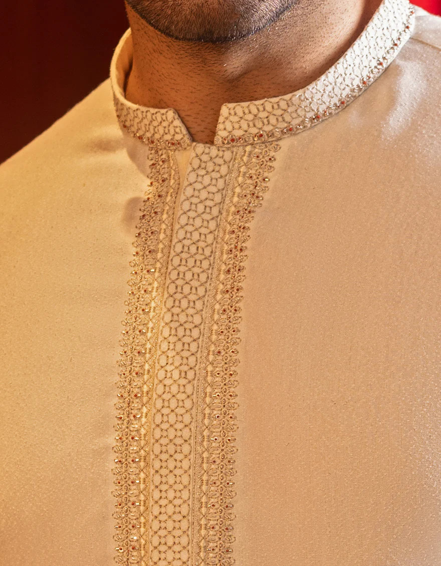 CREAM BLENDED KAMEEZ SHALWAR | JJKS-W-US-36895/S22/JJ7195-FL - Image 2