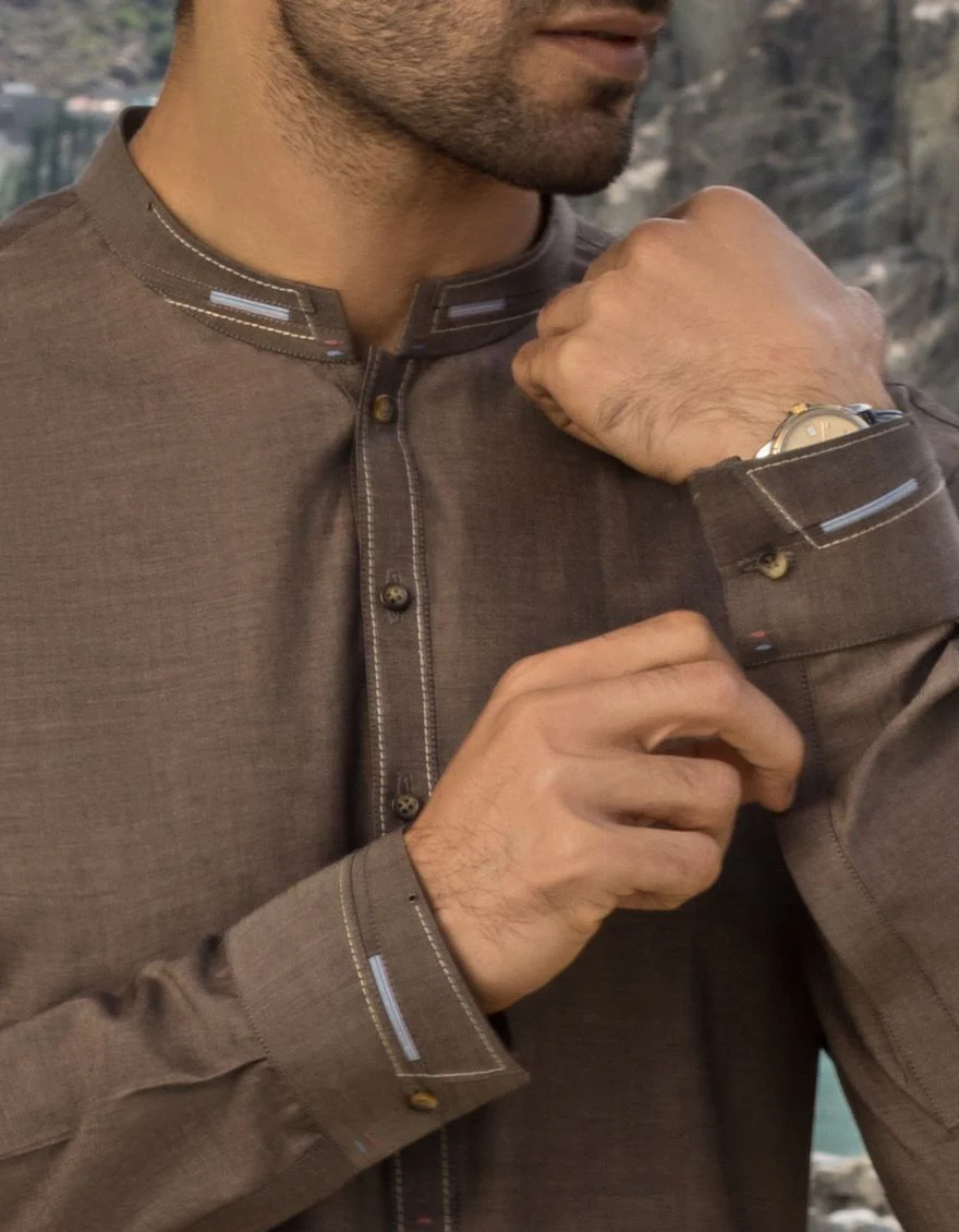 DIGLT BROWN KAMEEZ SHALWAR | JJKS-W-US-37555/W21/JJ7237-CL - Image 2