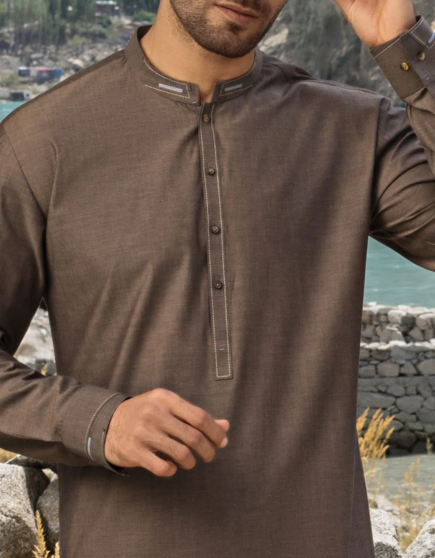 DIGLT BROWN KAMEEZ SHALWAR | JJKS-W-US-37555/W21/JJ7237-CL - Image 3