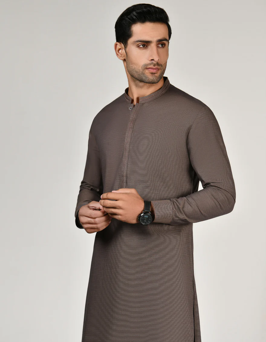 BROWN COTTON KAMEEZ SHALWAR | JJKS-W-US-37780/S23/JJ8919-CL - Image 2