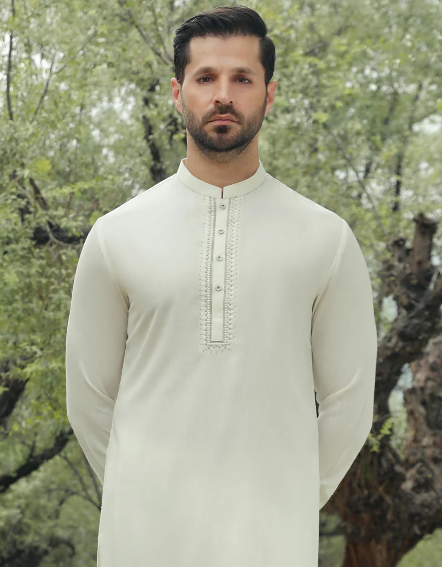 OFF WHITE BLENDED KAMEEZ SHALWAR | JJKS-W-US-37787/S23/JJ8712-FL - Image 4
