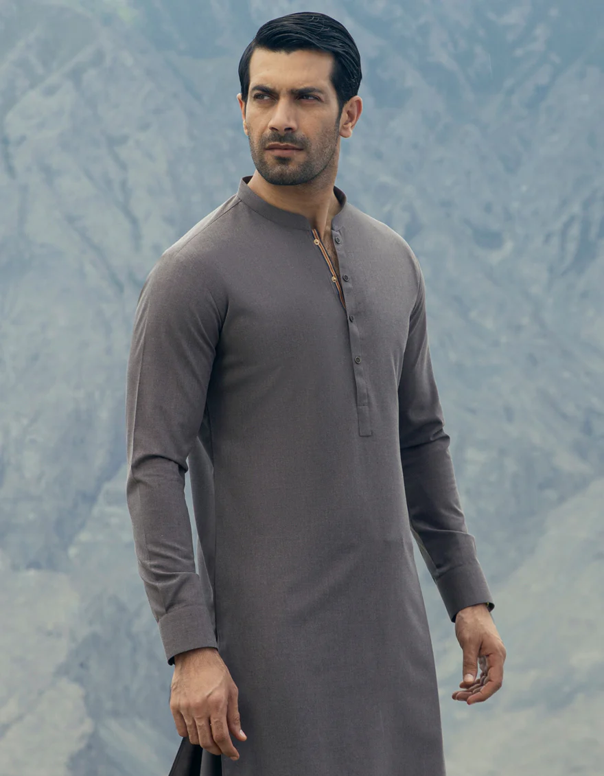 DULL BROWN BLENDED KAMEEZ SHALWAR | JJKS-W-US-47119/S23/JJ8347-PN - Image 3